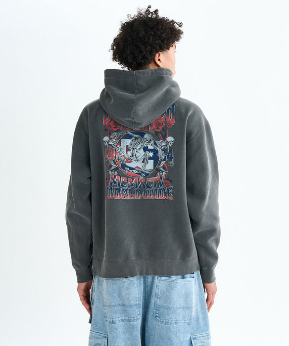 ケミカルデニム裏毛フーディーパーカー GLAY OUTLET FAMILY SALE】DC Shoes 25 ROCKSKULL PH フーディ パーカー 裏