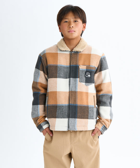 Quiksilver キッズ・ユース DNA SHERPA HARRINGTON YOUTH ライニングボアジャケット (130-160CM) (130-160CM)