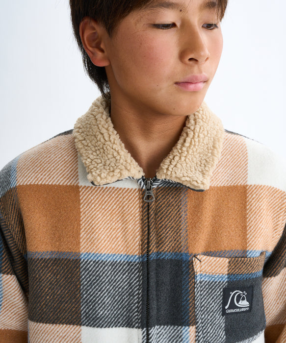 Quiksilver キッズ・ユース DNA SHERPA HARRINGTON YOUTH ライニングボアジャケット (130-160CM) (130-160CM)
