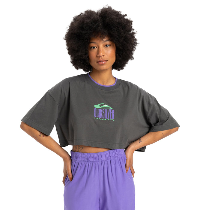 【OUTLET】QUIKSILVER ウィメンズ MAXI CROP SS TEE コットン半袖Ｔシャツ 丈短め