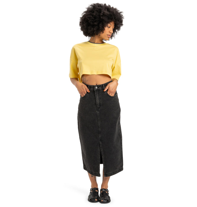 【OUTLET】QUIKSILVER ウィメンズ MAXI CROP SS TEE コットン半袖Ｔシャツ 丈短め