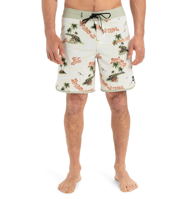 【OUTLET】QUIKSILVER メンズ SURFSILK SCALLOP 18 ボードショーツ フィットタイ 4WAYストレッチ 18インチ インナーショーツなしタイプ