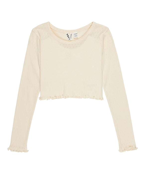 Roxy HEY YEAH YEAH LS POINTELLE キッズ 長袖 ニット オーガニックコットン100% 丈短め  <25FWグローバル展開アイテム>