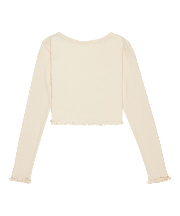 Roxy HEY YEAH YEAH LS POINTELLE キッズ 長袖 ニット オーガニックコットン100% 丈短め  <25FWグローバル展開アイテム>