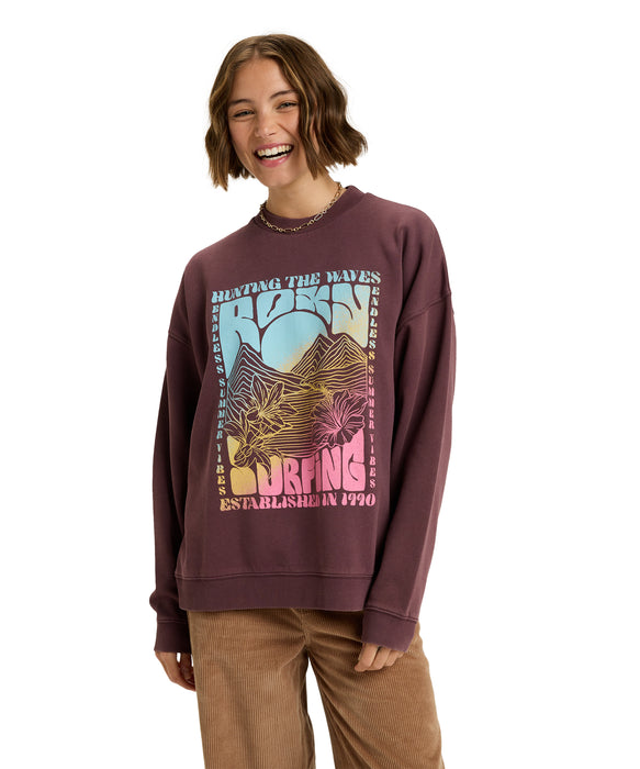 Roxy LINEUP OVERSIZED CREW ウィメンズ 長袖 ドロップショルダートップス オーバーサイズ 起毛  <2025FW HEART WAVE>  <25FWグローバル展開アイテム>