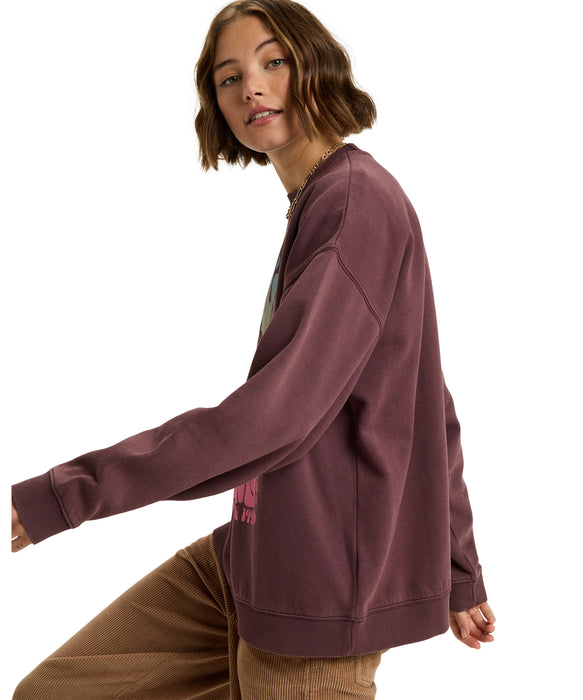 Roxy LINEUP OVERSIZED CREW ウィメンズ 長袖 ドロップショルダートップス オーバーサイズ 起毛  <2025FW HEART WAVE>  <25FWグローバル展開アイテム>