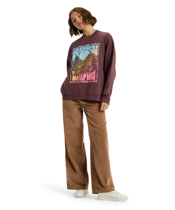 Roxy LINEUP OVERSIZED CREW ウィメンズ 長袖 ドロップショルダートップス オーバーサイズ 起毛  <2025FW HEART WAVE>  <25FWグローバル展開アイテム>