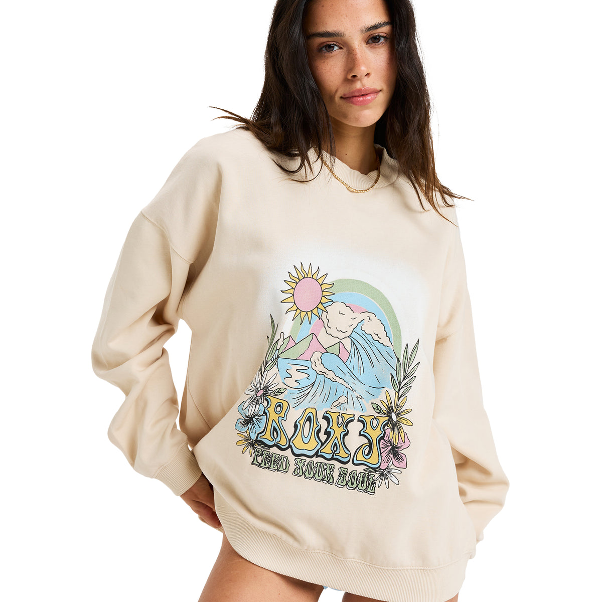 OUTLET】Roxy LINEUP OVERSIZED CREW ウィメンズ 長袖 ドロップ