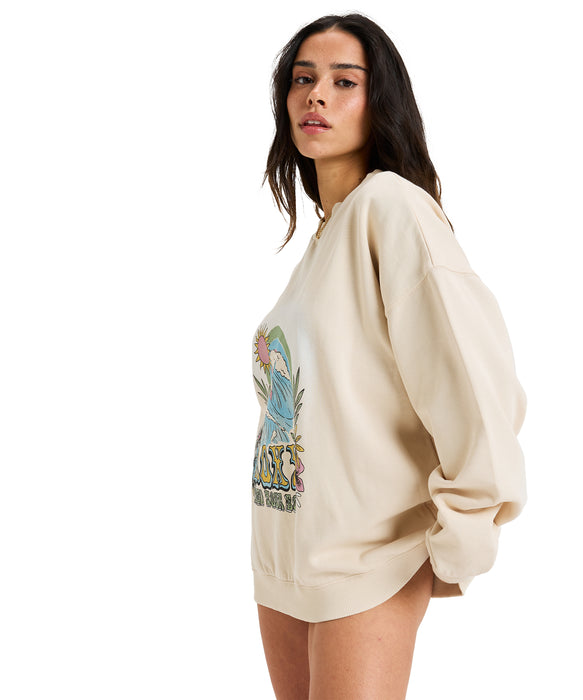 Roxy LINEUP OVERSIZED CREW ウィメンズ 長袖 ドロップショルダートップス オーバーサイズ 起毛  <2025FW HEART WAVE>  <25FWグローバル展開アイテム>