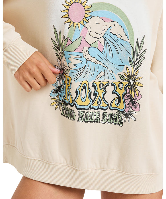 Roxy LINEUP OVERSIZED CREW ウィメンズ 長袖 ドロップショルダートップス オーバーサイズ 起毛  <2025FW HEART WAVE>  <25FWグローバル展開アイテム>