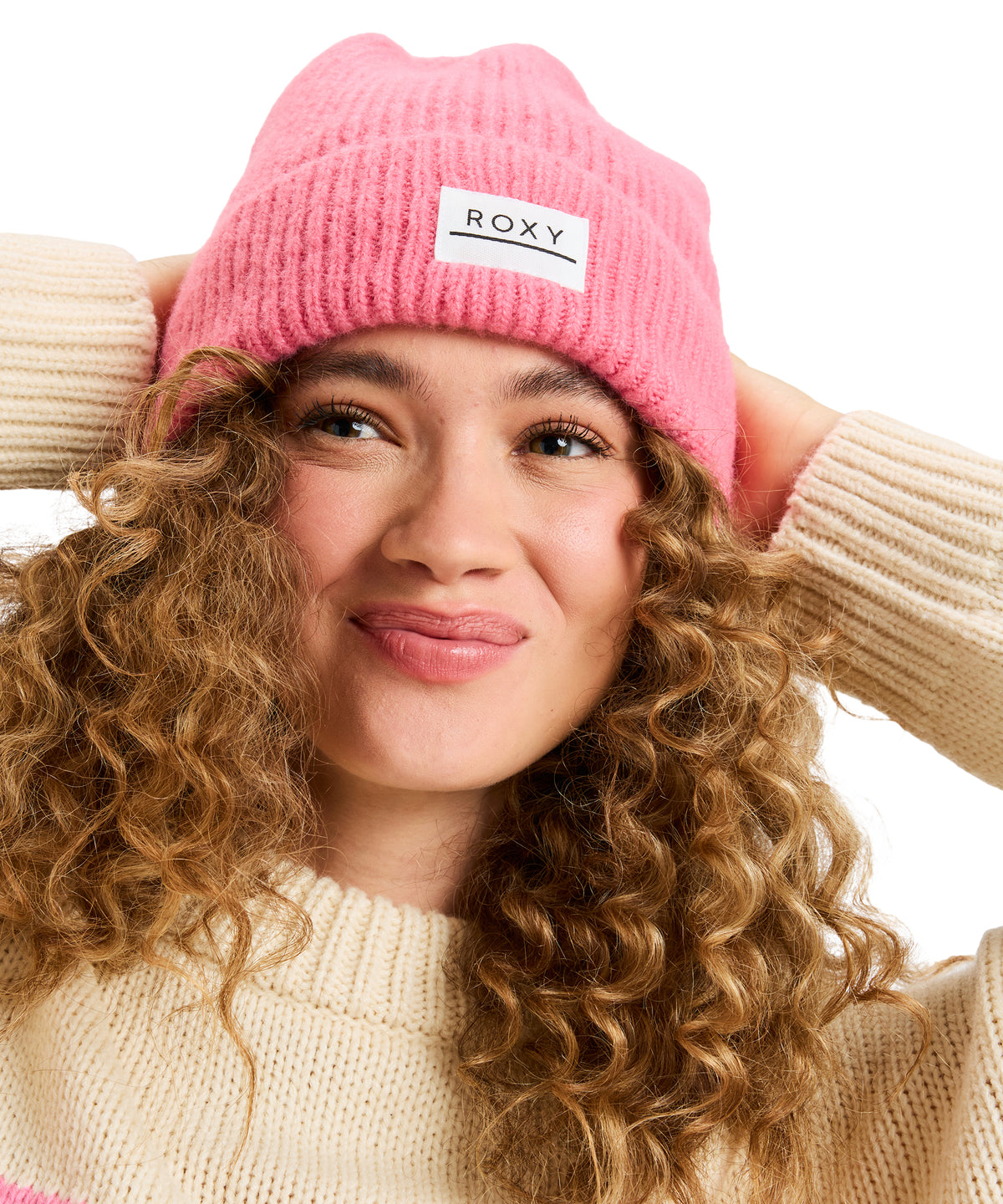 フレア　ビーニー　クロス Roxy WIND EFFECT ウィメンズ ビーニー 折り返しデザイン<2025FW