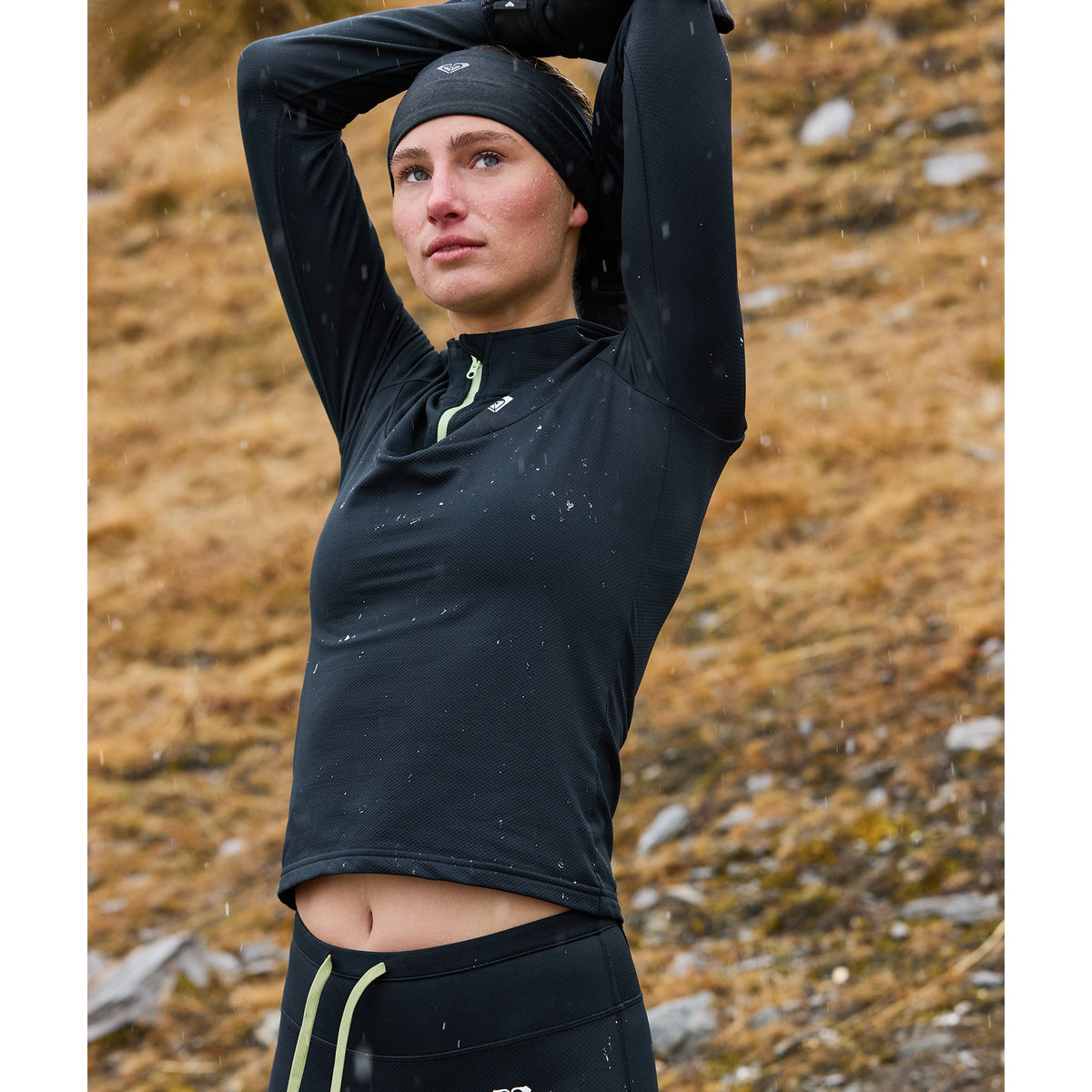 OUTLET】Roxy WAVES OF WARMTH ZIP UP LS ハーフジップ 裏起毛