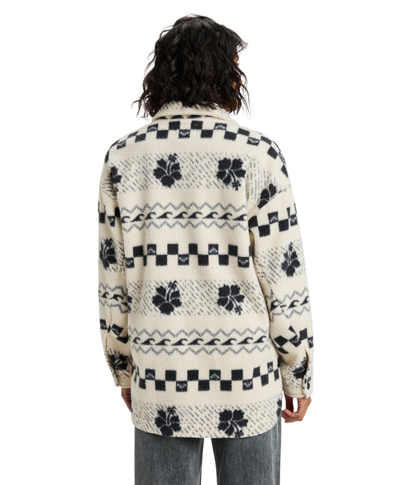 Roxy MORNING CRUSH SHACKET ウィメンズ フリースシャツジャケット ハイビスカス柄 <2025FW HEART WAVE>  <25FWグローバル展開アイテム>