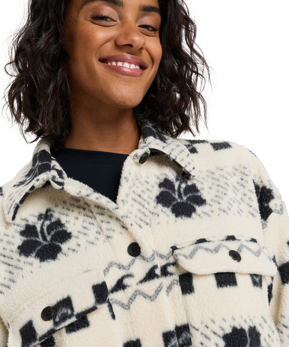 Roxy MORNING CRUSH SHACKET ウィメンズ フリースシャツジャケット ハイビスカス柄 <2025FW HEART WAVE>  <25FWグローバル展開アイテム>