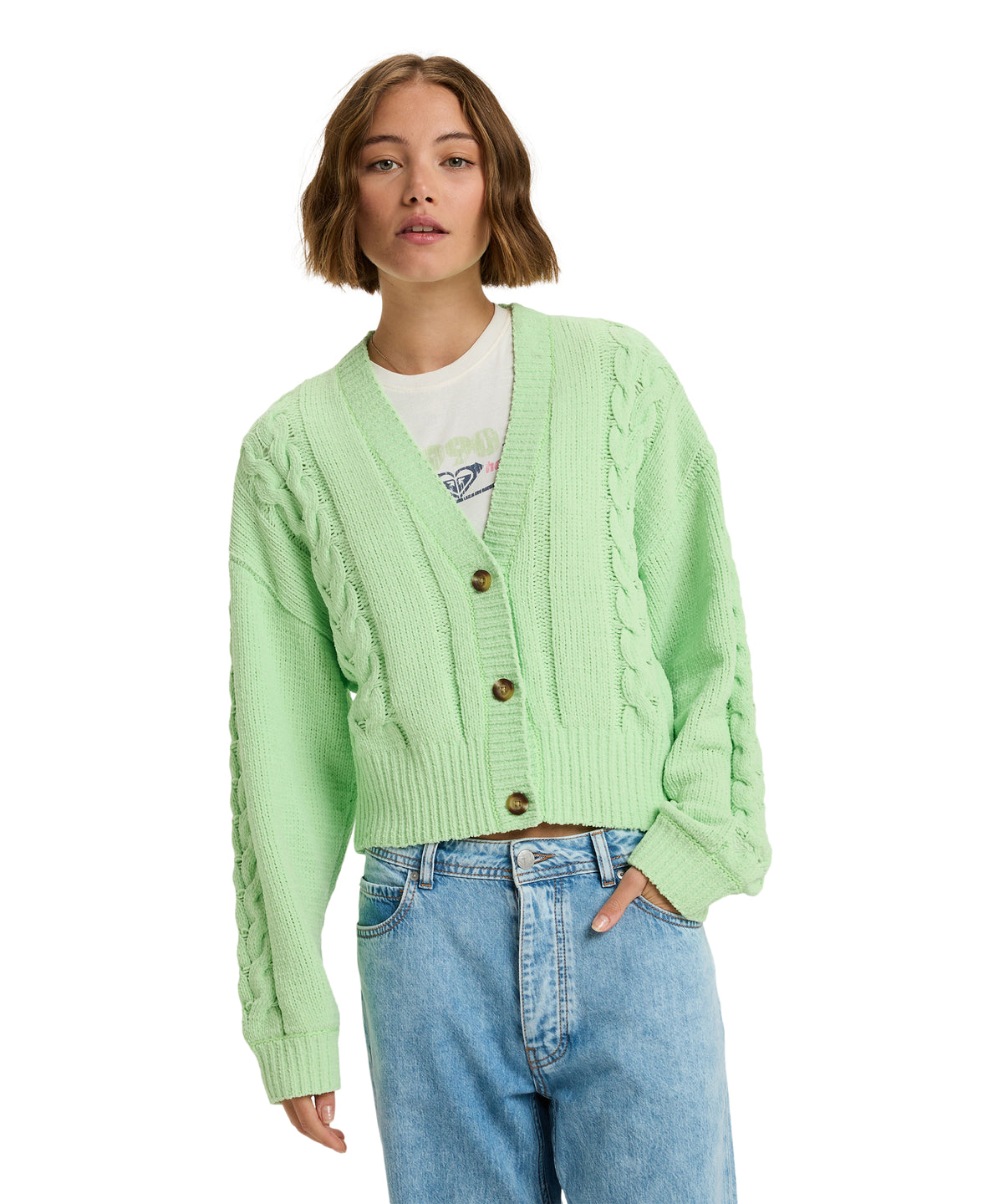 Roxy MISSING THE SUN ウィメンズ カーディガン ドロップショルダー 丈