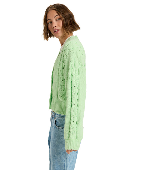 Roxy MISSING THE SUN ウィメンズ カーディガン ドロップショルダー 丈短め <2025FW HEART WAVE>  <25FWグローバル展開アイテム>