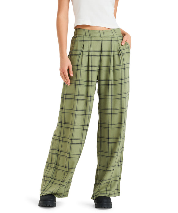 Roxy GREAT INFLUENCE ウィメンズ チェック レーヨン ロングパンツ <2025FW HEART WAVE>  <25FWグローバル展開アイテム>