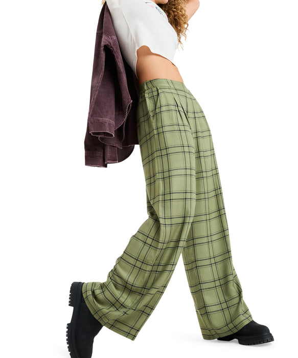 Roxy GREAT INFLUENCE ウィメンズ チェック レーヨン ロングパンツ <2025FW HEART WAVE>  <25FWグローバル展開アイテム>