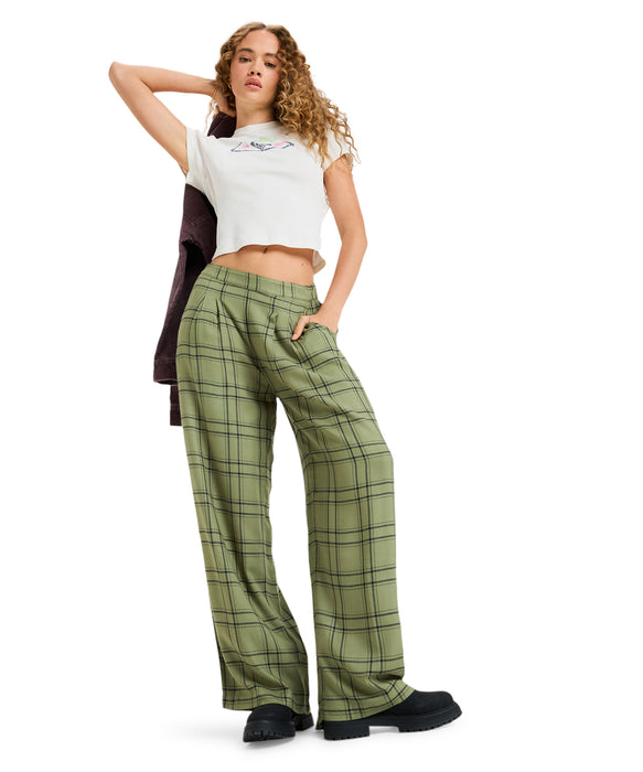 Roxy GREAT INFLUENCE ウィメンズ チェック レーヨン ロングパンツ <2025FW HEART WAVE>  <25FWグローバル展開アイテム>