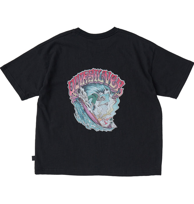 【OUTLET】QUIKSILVER キッズ・ユース TIME UP ST YOUTH 半袖コットンTシャツ ルーズフィット バックプリント (130-160cm)