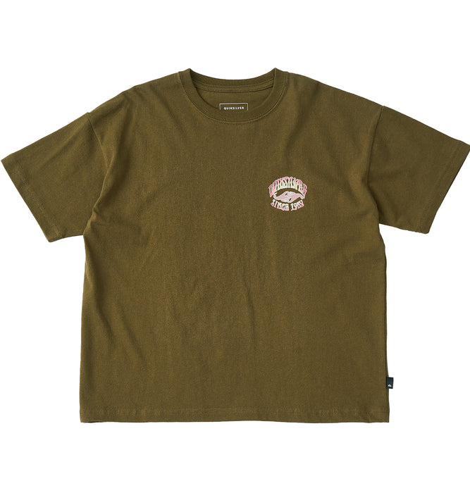 【OUTLET】QUIKSILVER キッズ・ユース TIME UP ST YOUTH 半袖コットンTシャツ ルーズフィット バックプリント (130-160cm)