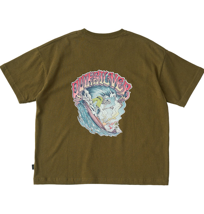 【OUTLET】QUIKSILVER キッズ・ユース TIME UP ST YOUTH 半袖コットンTシャツ ルーズフィット バックプリント (130-160cm)