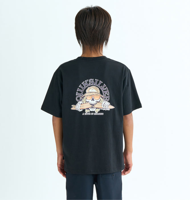 【OUTLET】QUIKSILVER キッズ・ユース SKULL FEATS ST YOUTH 半袖コットンTシャツ レギュラーフィット バックプリント (130-160cm)