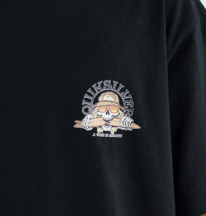【OUTLET】QUIKSILVER キッズ・ユース SKULL FEATS ST YOUTH 半袖コットンTシャツ レギュラーフィット バックプリント (130-160cm)