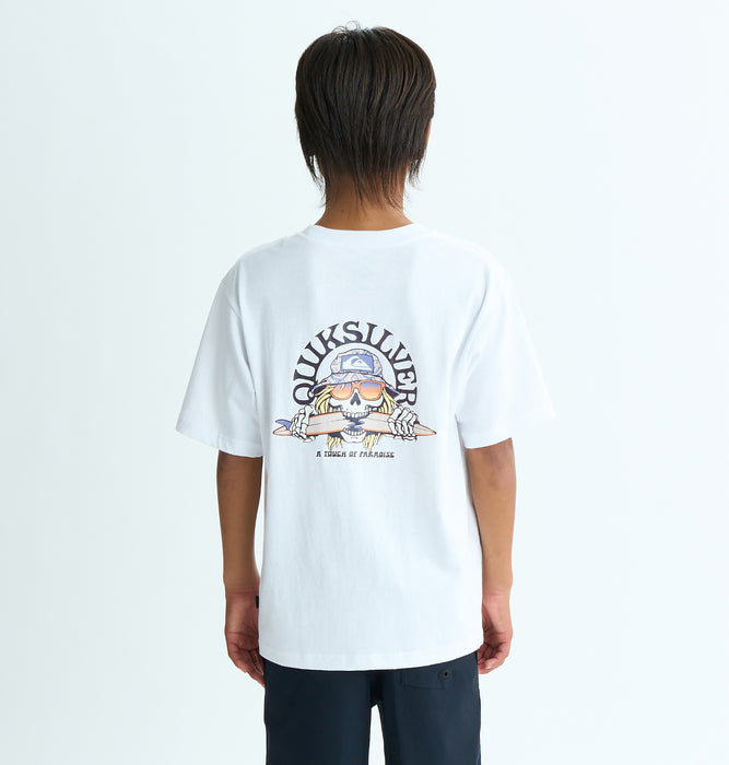 【OUTLET】QUIKSILVER キッズ・ユース SKULL FEATS ST YOUTH 半袖コットンTシャツ レギュラーフィット バックプリント (130-160cm)