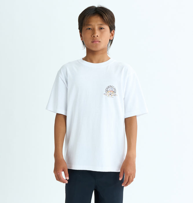 【OUTLET】QUIKSILVER キッズ・ユース SKULL FEATS ST YOUTH 半袖コットンTシャツ レギュラーフィット バックプリント (130-160cm)
