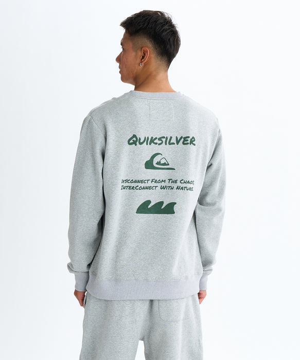 【OUTLET】QUIKSILVER メンズ HAND DRAWN SWEAT CREW クルーネックスウェット 軽量ソフトフリース 特殊裏起毛