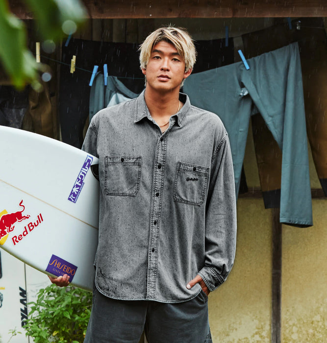 【OUTLET】QUIKSILVER メンズ SHORE WASH SHIRTS 長袖コットンシャツ