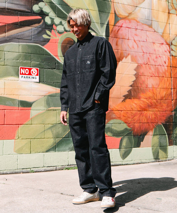 服/ファッション QUIKSILVER OUTLET】Quiksilver メンズ DENIM WASH SHIRT シャツ セットアップ