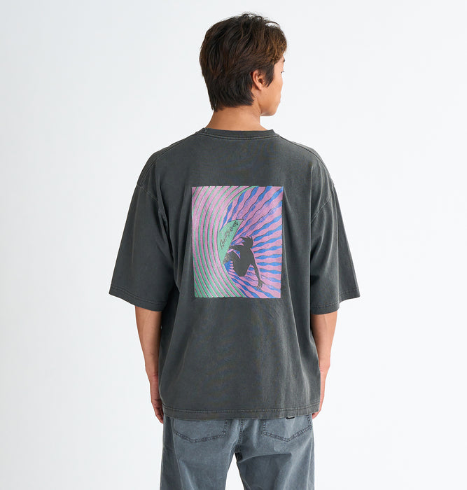 【OUTLET】QUIKSILVER メンズ WINDOWPANE ST 半袖コットンTシャツ ルーズフィット グラフィックデザイン