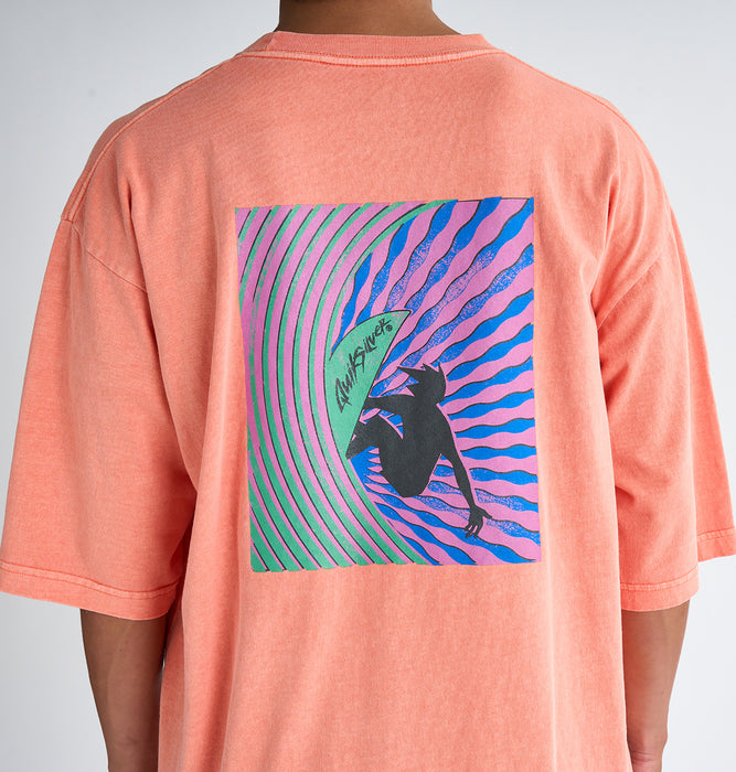 【OUTLET】QUIKSILVER メンズ WINDOWPANE ST 半袖コットンTシャツ ルーズフィット グラフィックデザイン