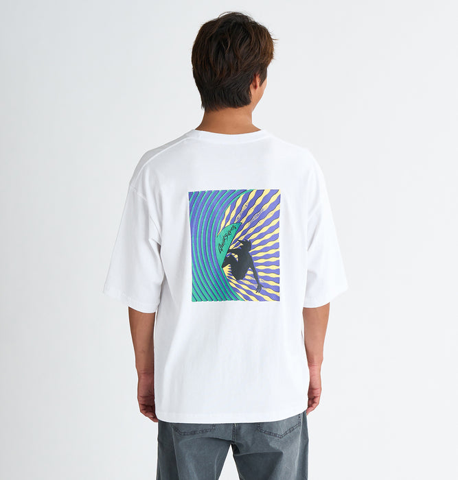 【OUTLET】QUIKSILVER メンズ WINDOWPANE ST 半袖コットンTシャツ ルーズフィット グラフィックデザイン