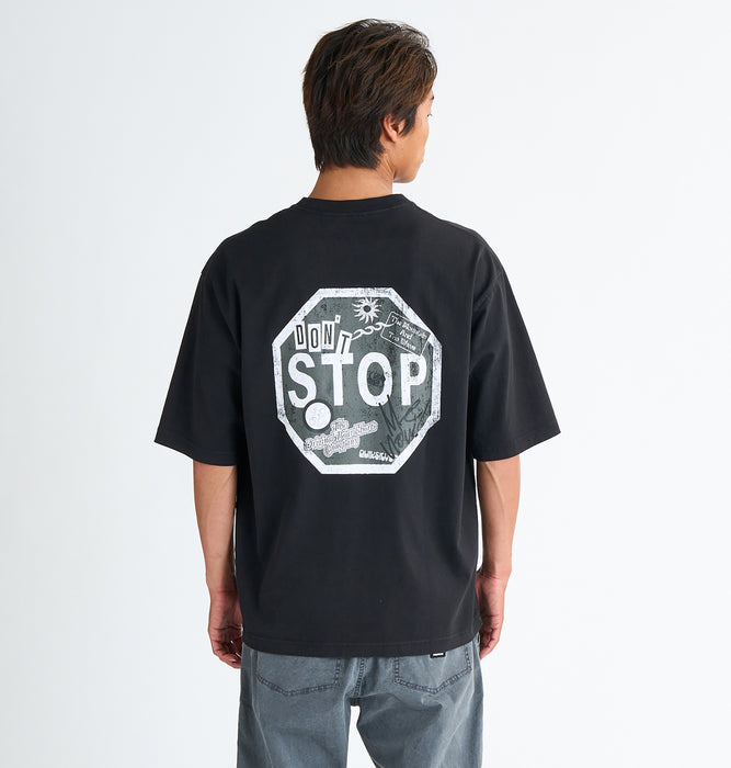 【OUTLET】QUIKSILVER メンズ DONT STOP ST 半袖コットンTシャツ ルーズフィット グラフィックデザイン