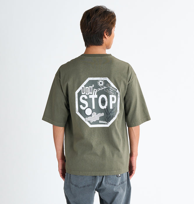 【OUTLET】QUIKSILVER メンズ DONT STOP ST 半袖コットンTシャツ ルーズフィット グラフィックデザイン