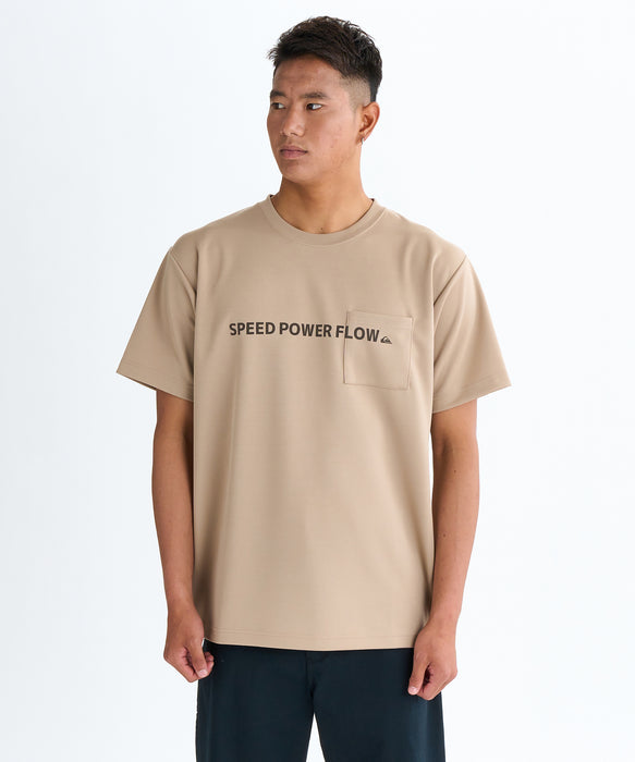 【OUTLET】QUIKSILVER メンズ SURF WORD LOGO ST 半袖Tシャツ レギュラーフィット ポリエステル ドライタッチ