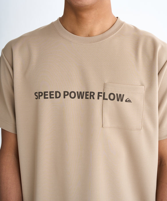 【OUTLET】QUIKSILVER メンズ SURF WORD LOGO ST 半袖Tシャツ レギュラーフィット ポリエステル ドライタッチ
