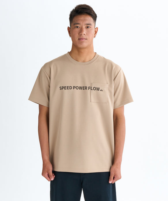 【OUTLET】QUIKSILVER メンズ SURF WORD LOGO ST 半袖Tシャツ レギュラーフィット ポリエステル ドライタッチ