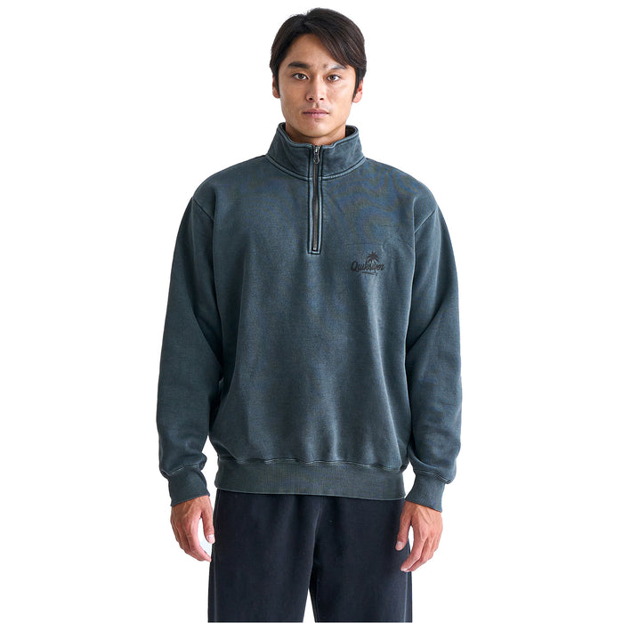 【OUTLET】QUIKSILVER メンズ PALM SCRIPT HALF ZIP 長袖ハーフジップスウェット 裏起毛