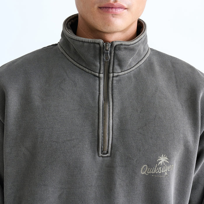 【OUTLET】QUIKSILVER メンズ PALM SCRIPT HALF ZIP 長袖ハーフジップスウェット 裏起毛