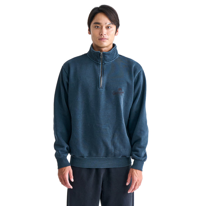【OUTLET】QUIKSILVER メンズ PALM SCRIPT HALF ZIP 長袖ハーフジップスウェット 裏起毛