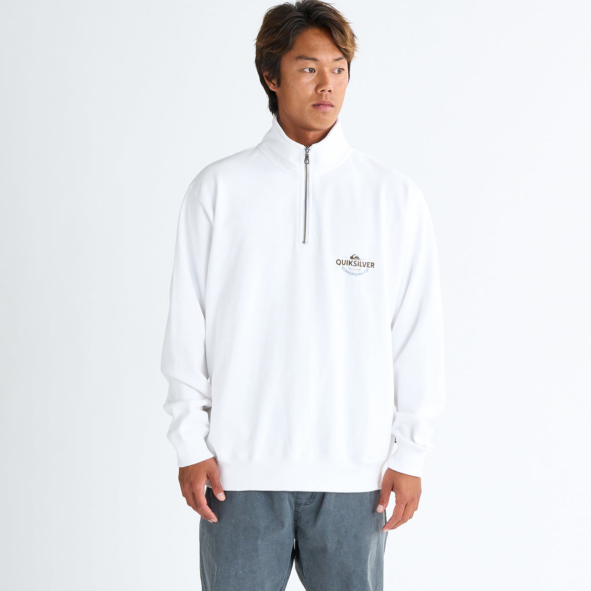 OUTLET FAMILY SALE】QUIKSILVER メンズ TYPED OUT SWEAT HALF 長袖