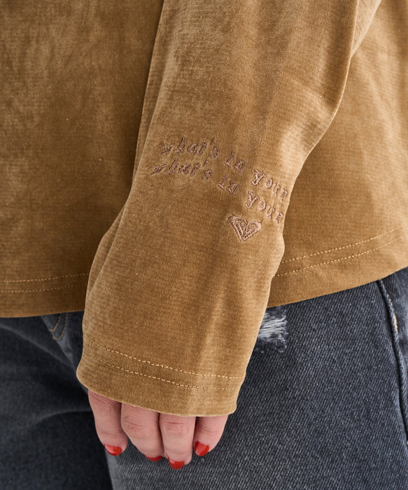 【OUTLET】Roxy WHAT'S IN YOUR HEART L/S TEE ウィメンズ ベロア長袖トップス キャミソールセット <2025FW WHAT'S IN YOUR HEART?>