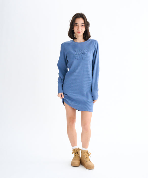 【OUTLET】Roxy MY PACE ウィメンズ 長袖リブ素材 ミニ丈ワンピース <2025FW HEART WAVE>