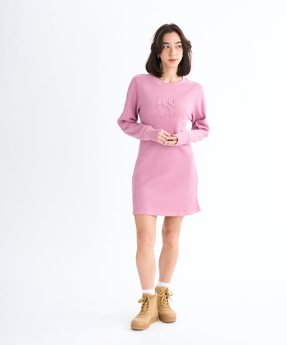 【OUTLET】Roxy MY PACE ウィメンズ 長袖リブ素材 ミニ丈ワンピース <2025FW HEART WAVE>