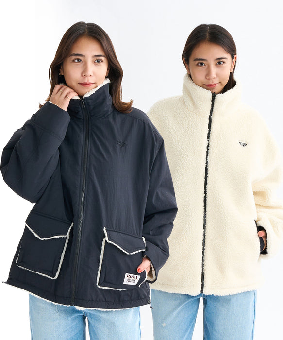 Roxy CHEER UP ウィメンズ リバーシブル ボアジャケット 撥水加工 <2025FW HEART WAVE HOLIDAYS>