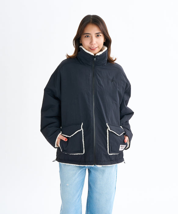 Roxy CHEER UP ウィメンズ リバーシブル ボアジャケット 撥水加工 <2025FW HEART WAVE HOLIDAYS>